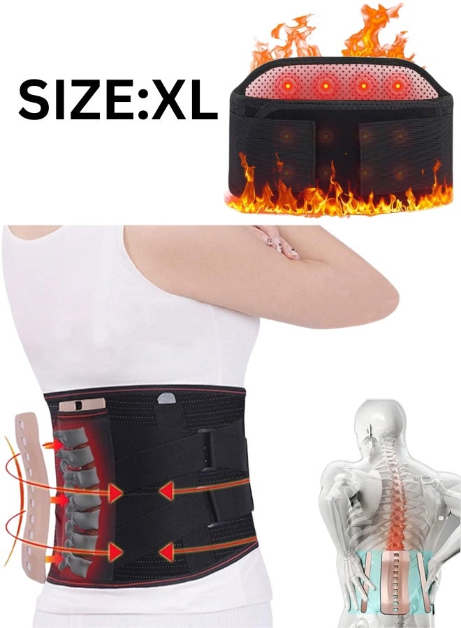 Lumbar Support Belt with Self Heating Function – Magnetic Heated Back Brace for Lower Back Pain Relief, Adjustable Compression for Sciatica, Scoliosis and Herniated Disc-(XL) - Image 1