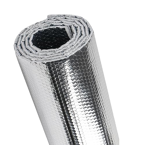 ZRNIDIYR DoubleSided Reflective Insulation Roll Reflective Bubble Film Aluminum Foil Heat Barrier for Windows Walls Attics RV Garage Door Basement Winter Summer Sliver 236 X10fT - Image 1