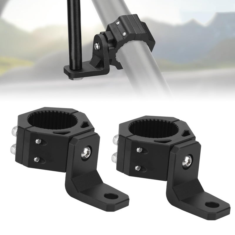 Generic SMOTRCC UTV Whip Light Mount 2PCS, Heavy Duty CNC Machined Aluminum 360° Adjustable Whip Mount, Fit Ranger RZR SXS Can Am X3 1.75"-2" Roll Bar, Fit Whip Light Flag Pod Light Bar Antenna  - Image 1