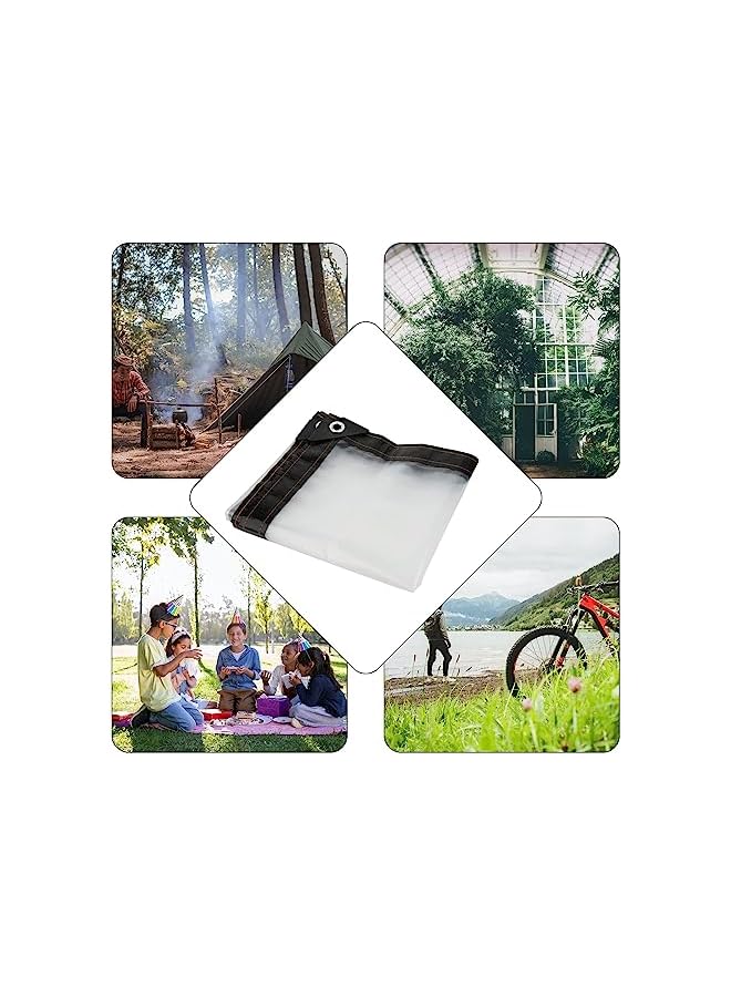 The Bros Clear Tarp, 2 Pcs 39x39IN Heavy Duty Tarp Cover Waterproof Tarpaulin PVC Tarpaulin with Grommets Multi Purpose for Gardening Camping Traveling UV-Ray Clear Greenhouse Plastic Cover for Garden Patio  - Image 2