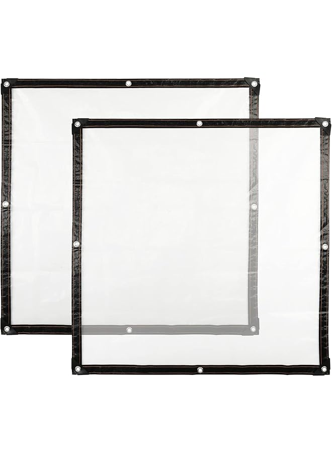 The Bros Clear Tarp, 2 Pcs 39x39IN Heavy Duty Tarp Cover Waterproof Tarpaulin PVC Tarpaulin with Grommets Multi Purpose for Gardening Camping Traveling UV-Ray Clear Greenhouse Plastic Cover for Garden Patio  - Image 1