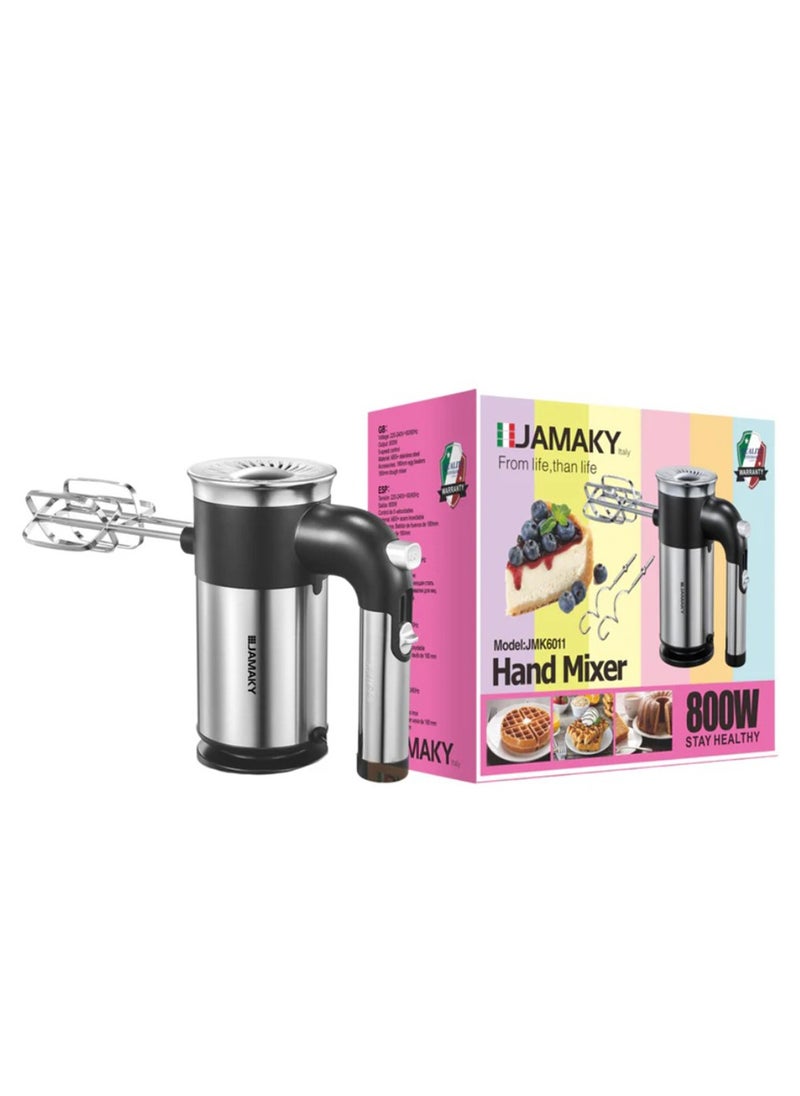 Jamaky Italy - خلاط يدوي بتكنولوجيا ايطالية ستانلس ستيل، 5 سرعات، 800 وات، JMK6011، ايطالي - Image 1