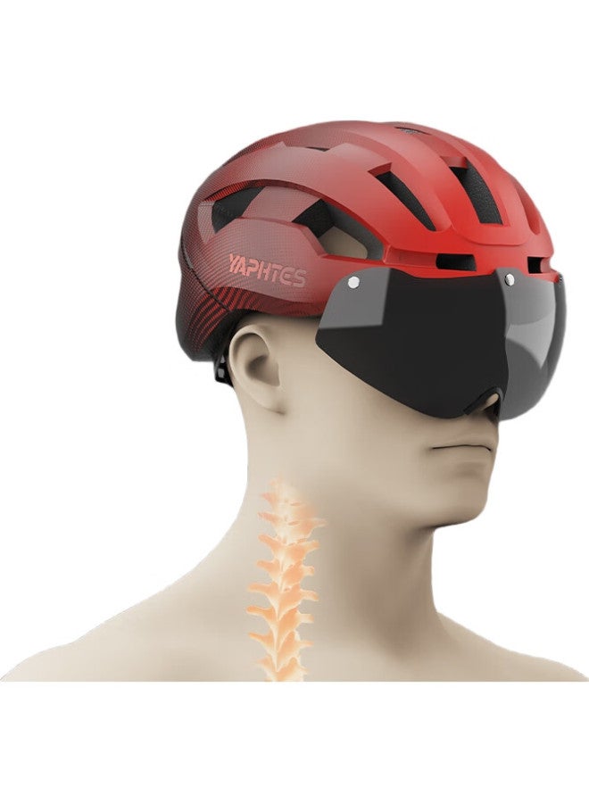 yaphtes Cycling Helmet, Bicycle National Standard Certified, Unisex One-Piece Molded Design, Magnetic Wind Goggles, Safety Helmet, Gradient Color - Image 3