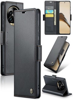 UNBLACK Phone Case Compatible with Realme 13 Pro/Realme 13 Pro Plus Luxury PU Leather Flip Cover 023 Card Slot Holder Cover Compatible with Realme 13 Pro/Realme 13 Pro Plus (Black) 