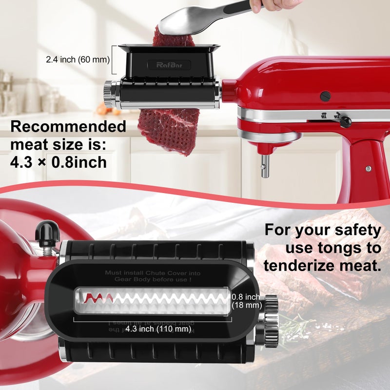 RAFBAR Adjustable Thickness Meat Tenderizer Attachment for Kitchenaid Stand Mixers, Meat Tenderizer Tool, Steak Cuber Processor Accessories, Dishwasher Safe, BPA Free Food Grade Plastic - Image 5