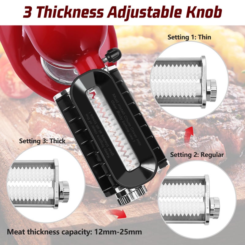 RAFBAR Adjustable Thickness Meat Tenderizer Attachment for Kitchenaid Stand Mixers, Meat Tenderizer Tool, Steak Cuber Processor Accessories, Dishwasher Safe, BPA Free Food Grade Plastic - Image 2