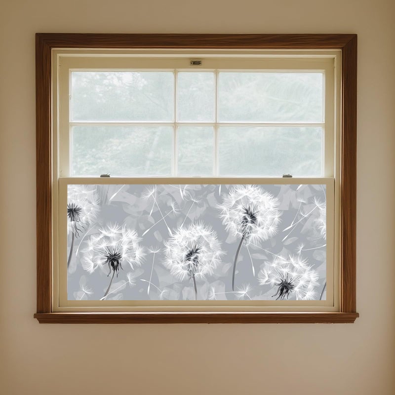 IVN Privacy Window Film Stained Glass Style 39.3x17.7 Inch Static Cling Decorative Window Film with Dandelion Design for Bathroom Kitchen Office - Image 4