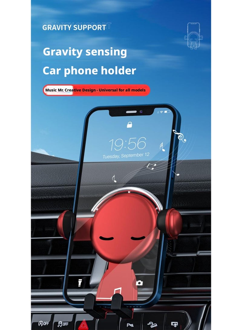 Gravity Air Vent Car Phone Holder, Tighter On Bumpy Roads Anti-Shake Auto Lock Hook Clip Mount, Cute Cartoon Universal Car Navigation Stand For Smartphones - Image 4