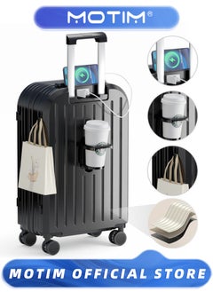 Motim Travel Luggage Carry On Luggage with Spinner Wheels Aluminum Framed Carry On Suitcase with USB Port & Cup Holder & Phone Holder Large Checked-in Luggage  - Image 1