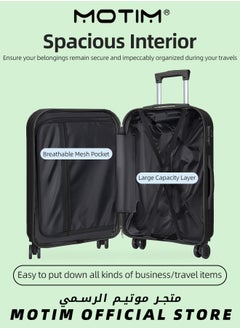 Motim Travel Luggage Carry On Luggage with Spinner Wheels Aluminum Framed Carry On Suitcase with USB Port & Cup Holder & Phone Holder Large Checked-in Luggage  - Image 5