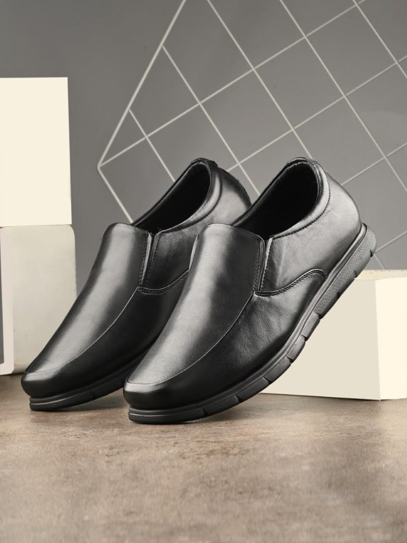 egoss Zero Gravity Premium Genuine Leather Slip-On for Men (Black-8)-ER-81 - Image 2