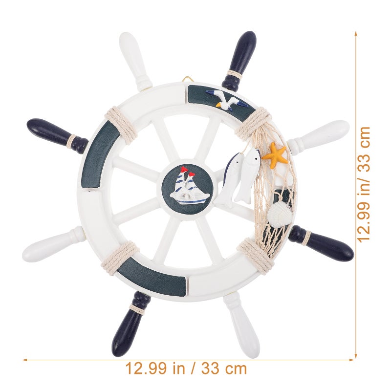 2pcs Mediterranean Style Rudder Pendant Boat Ship Wheel Helm Wall Decoration - Image 2