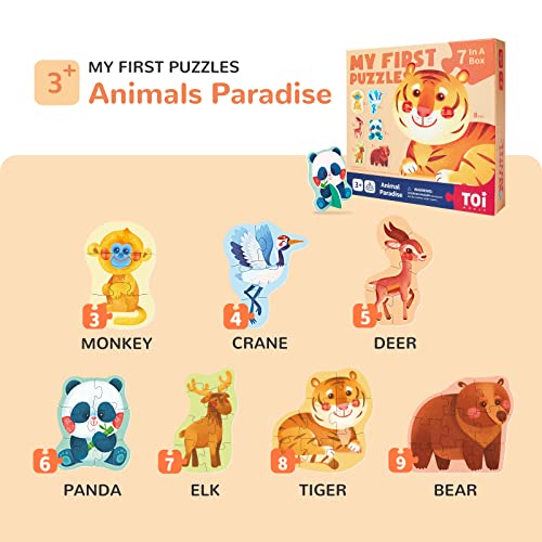 Toi 6 Packs Large Piece Toddler Jigsaw Puzzles for Kids Aged 3 Animal Shaped Floor Puzzles for Beginner Preschool Learning Game for Boys Girls Animal Paradise - Image 5