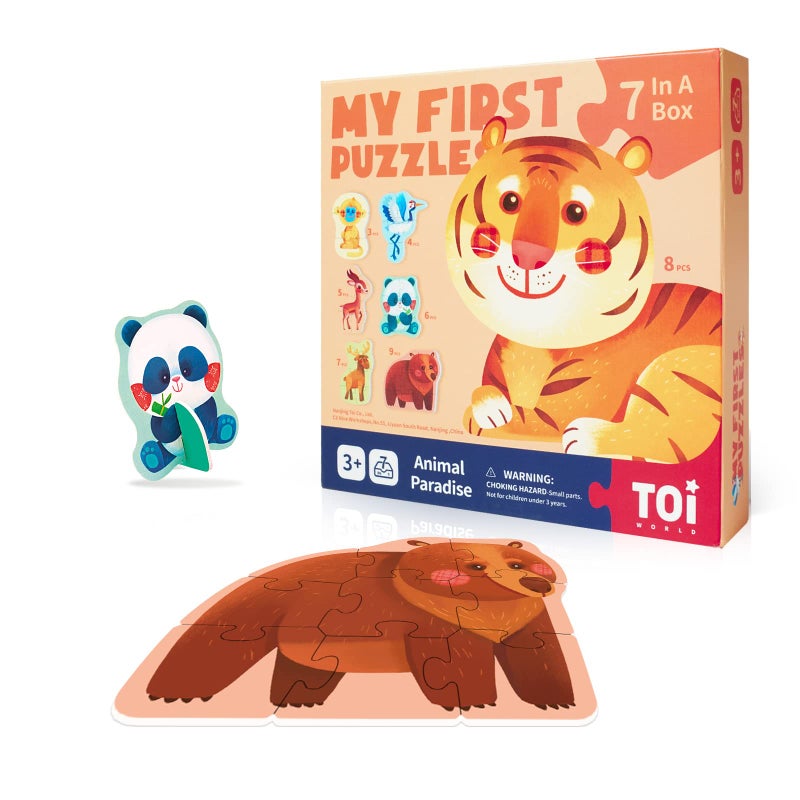 Toi 6 Packs Large Piece Toddler Jigsaw Puzzles for Kids Aged 3 Animal Shaped Floor Puzzles for Beginner Preschool Learning Game for Boys Girls Animal Paradise - Image 3