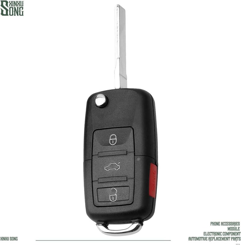 1Pcs Car Key Fob Keyless Flip Entry Remote HLO1J0959753AM 3-btn Compatible with Beetle Golf Passat Flip Key Fob - Image 2