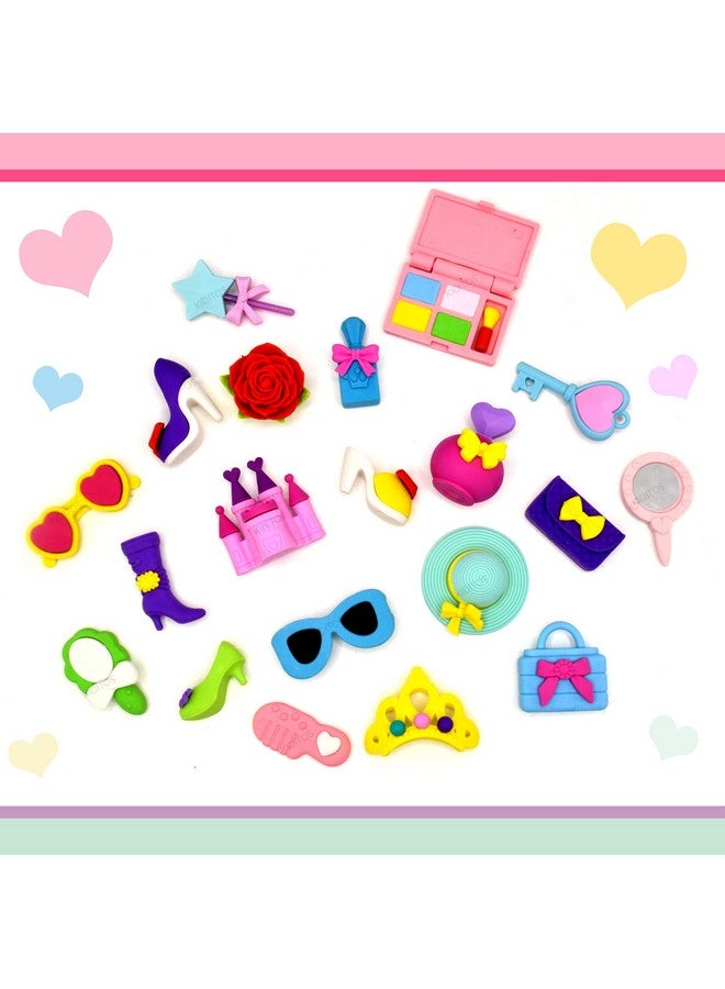 Kiditos Erasers Pack of 20 Fairytale Fashion Palace Toy for Kids Girls Play Fancy Erasers for Kids School Stationary Kit Birthday Return Gift, Multi - Image 4