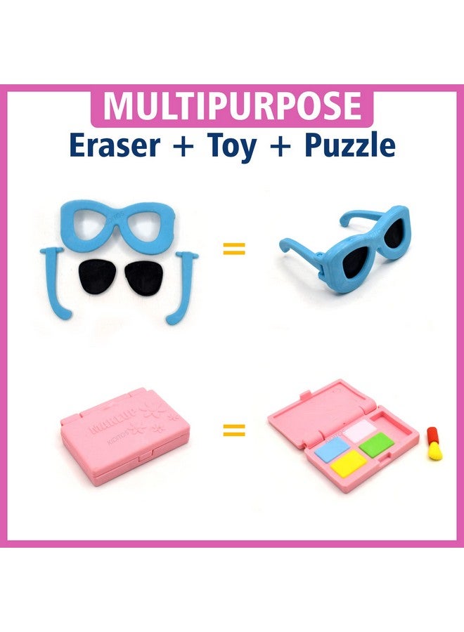Kiditos Erasers Pack of 20 Fairytale Fashion Palace Toy for Kids Girls Play Fancy Erasers for Kids School Stationary Kit Birthday Return Gift, Multi - Image 3