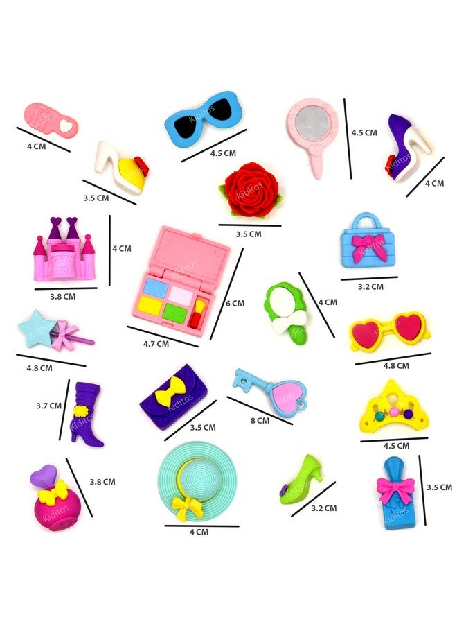 Kiditos Erasers Pack of 20 Fairytale Fashion Palace Toy for Kids Girls Play Fancy Erasers for Kids School Stationary Kit Birthday Return Gift, Multi - Image 5