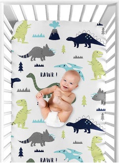 Fitted Crib Sheet for Blue and Green Modern Dinosaur Baby/Toddler Bedding Set Collection - Dinosaur Print - pzsku/Z61B49FAA571DF296D5E9Z/45/_/1686567703/09bd874e-45ce-4c78-83df-779928d510c6