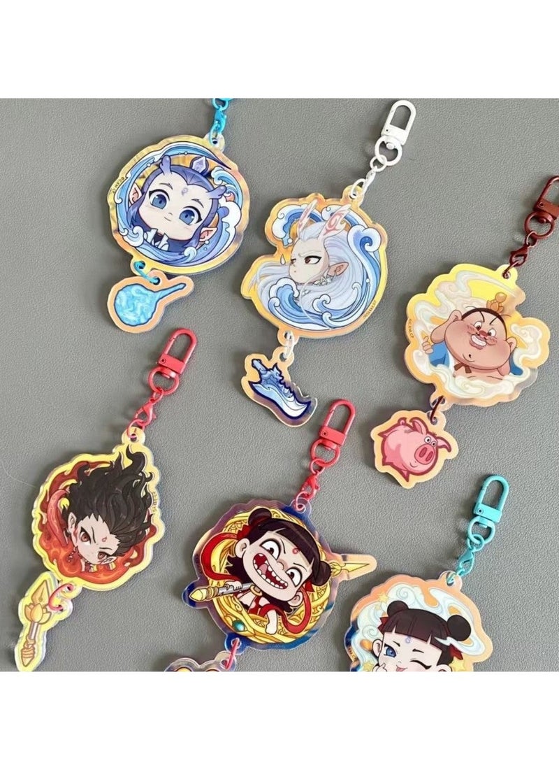 WAIKIL ''Nezha 2'' Acrylic Mobile Phone Decoration Pendant Movie Peripheral Keychain - AoBing - Image 3