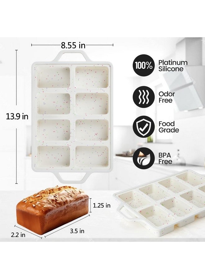 CAKETIME Mini Loaf Pans, Metal Reinforced Frame Silicone Mini Bread Loaf Pans 8 Cavities Nonstick for Baking Cornbread, Mini Bread, Mini Loaf, Brownie, Cheesecake, Chocolate 2 Pack Confetti, Small - Image 5