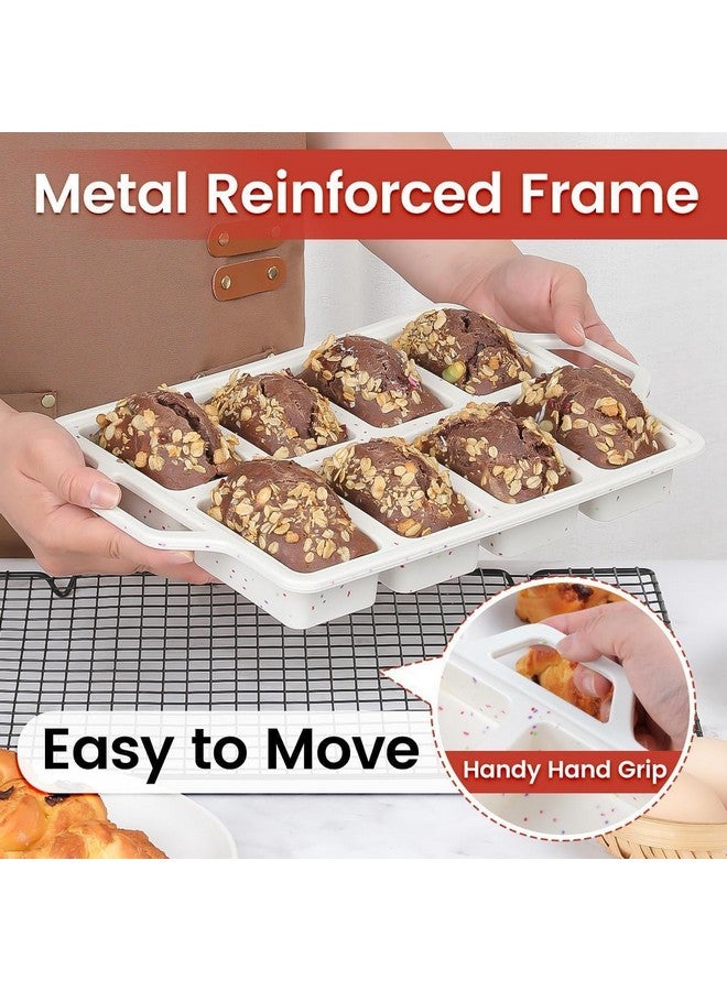 CAKETIME Mini Loaf Pans, Metal Reinforced Frame Silicone Mini Bread Loaf Pans 8 Cavities Nonstick for Baking Cornbread, Mini Bread, Mini Loaf, Brownie, Cheesecake, Chocolate 2 Pack Confetti, Small - Image 3