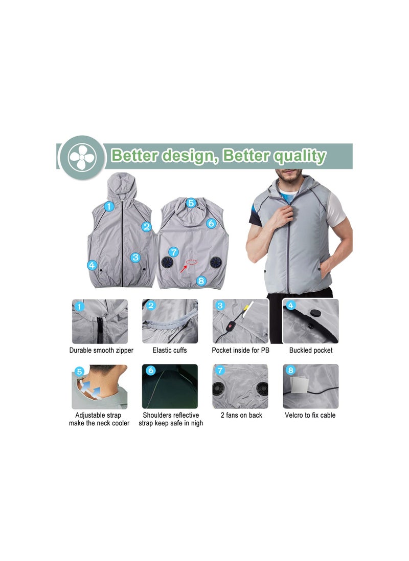 Y&D Air Conditioned Jacket With Fans, Cooling Vest for Men Women, Evaporative Cool with 2 Fans Cold Clothes Keep 13 Hours Hot Weather Work, Waterproof, Sun-Proof  - Image 5