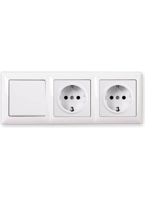 Visage White Set of 3 Switch, Grounded Socket and Grounded Socket Set