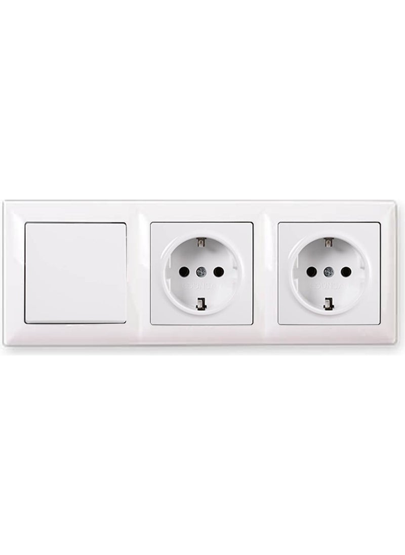 Günsan Visage White Set of 3 Switch, Grounded Socket and Grounded Socket Set 
