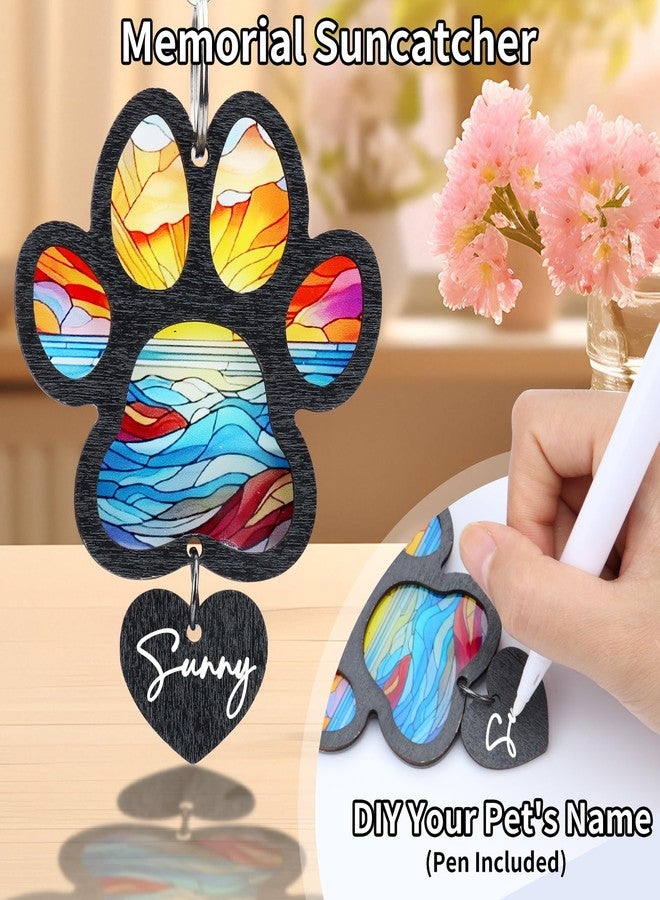 DearKeeps Dog Memorial Gift – Rotating 4x6 Wooden Picture Frame with Memorial Suncatcher – Pet Loss Sympathy Gift for Dog or Cat Lovers – Remembrance Keepsake (Paw) - Image 3