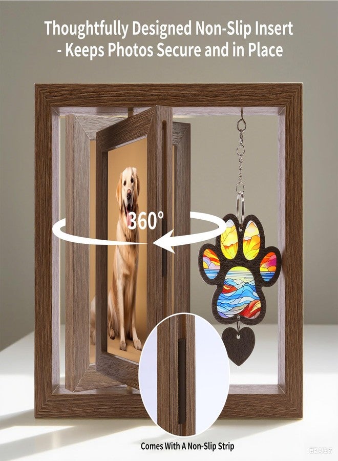 DearKeeps Dog Memorial Gift – Rotating 4x6 Wooden Picture Frame with Memorial Suncatcher – Pet Loss Sympathy Gift for Dog or Cat Lovers – Remembrance Keepsake (Paw) - Image 5