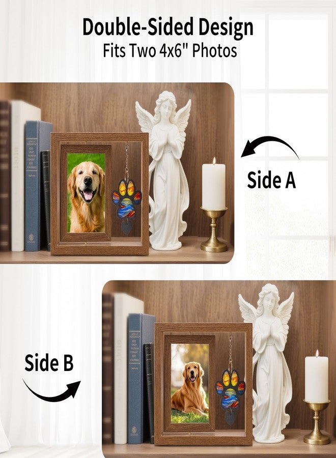 DearKeeps Dog Memorial Gift – Rotating 4x6 Wooden Picture Frame with Memorial Suncatcher – Pet Loss Sympathy Gift for Dog or Cat Lovers – Remembrance Keepsake (Paw) - Image 4