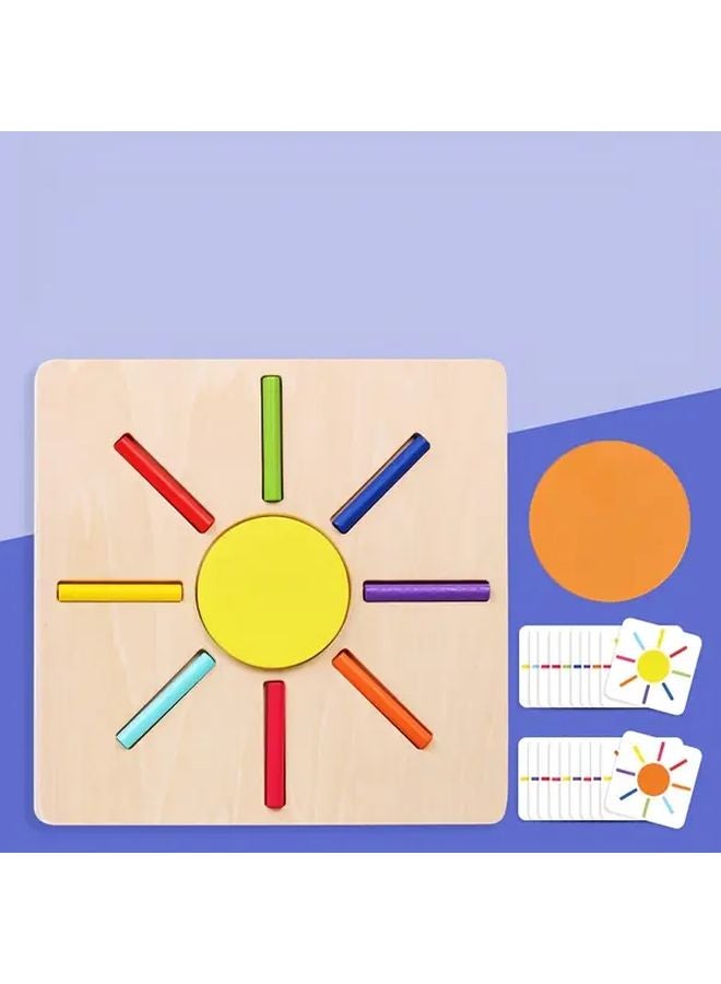لغز الشمس الخشبي مع مؤقت وبطاقات تعليمية لعبة تعليمية للأطفال - Image 1