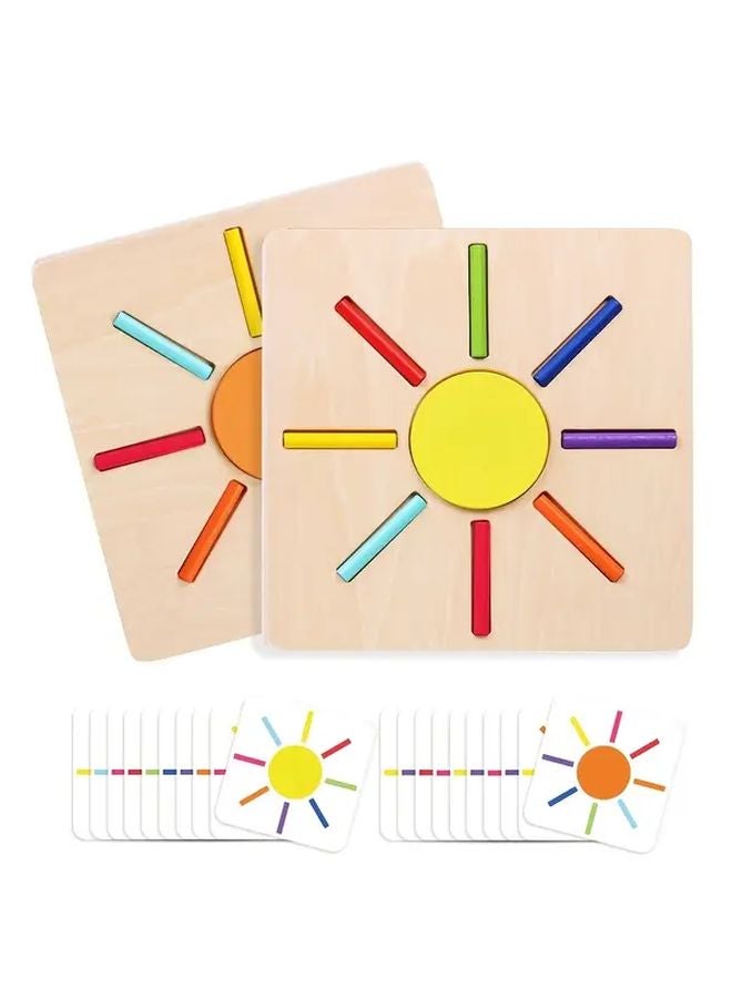 لغز الشمس الخشبي مع مؤقت وبطاقات تعليمية لعبة تعليمية للأطفال - Image 2