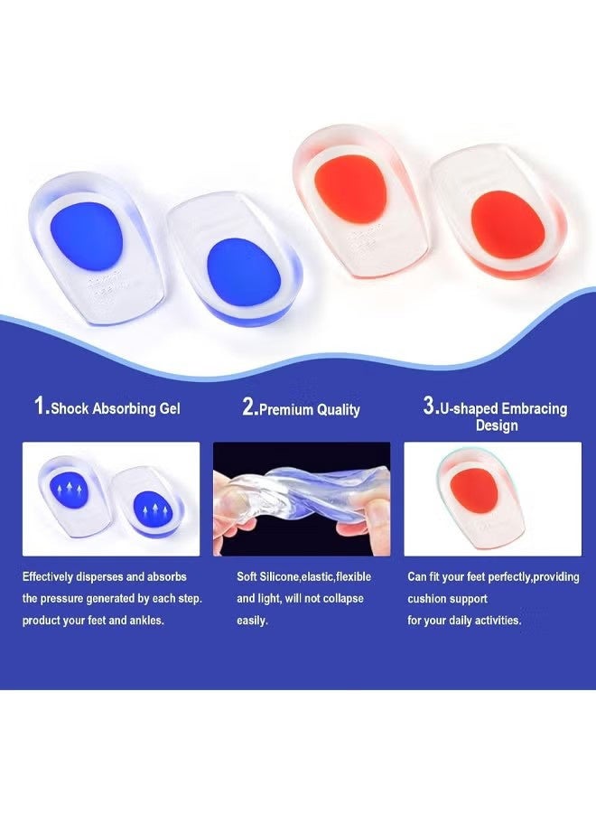 YJ 2 Pairs Gel Heel Cup for Plantar Fasciitis, Silicone Heel Cup Pads for Pain Bone Spur Pain Tendon Treatment Foot Comfort Support Protectors Gel Heel Cups for Women Men - Image 4