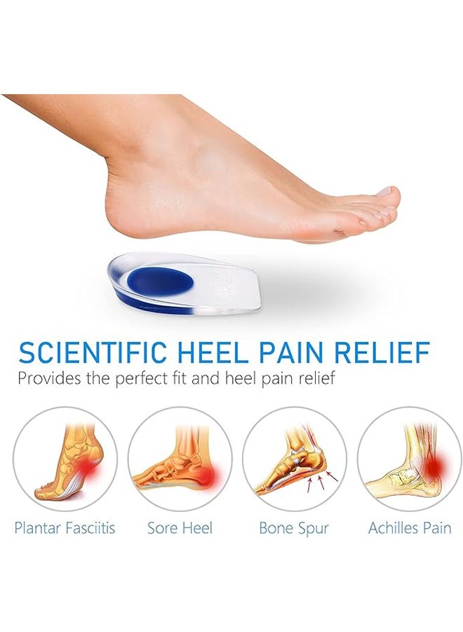 YJ 2 Pairs Gel Heel Cup for Plantar Fasciitis, Silicone Heel Cup Pads for Pain Bone Spur Pain Tendon Treatment Foot Comfort Support Protectors Gel Heel Cups for Women Men - Image 2