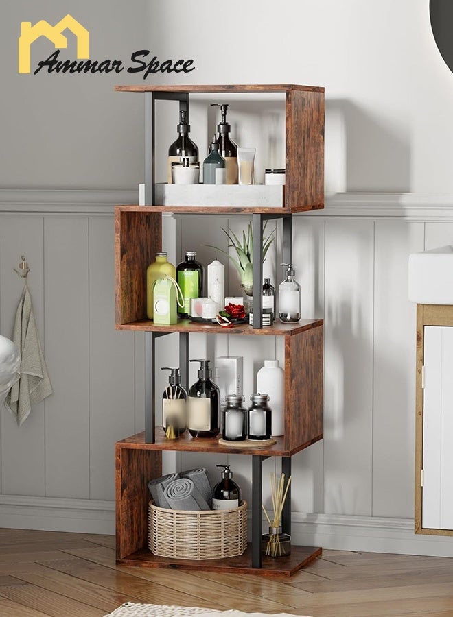 مساحة عمار رفوف كتب وخزانات كتب مكونة من 5 طبقات، رفوف عرض أرضية، رفوف تخزين، خزانة كتب، أثاث ديكور منزلي للمكتب المنزلي، غرفة المعيشة، غرفة النوم، وحدة أرضية - Image 2