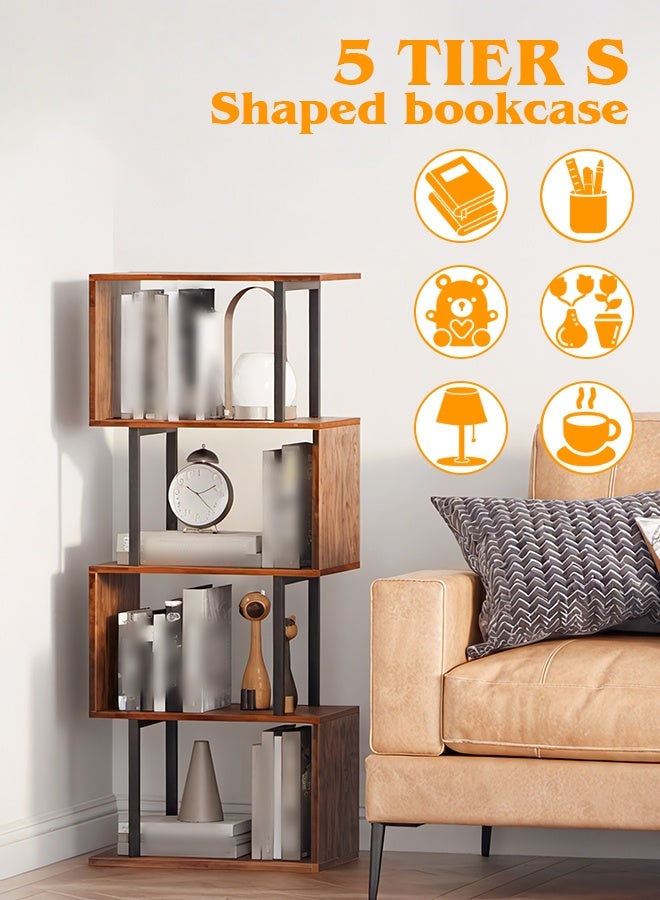 مساحة عمار رفوف كتب وخزانات كتب مكونة من 5 طبقات، رفوف عرض أرضية، رفوف تخزين، خزانة كتب، أثاث ديكور منزلي للمكتب المنزلي، غرفة المعيشة، غرفة النوم، وحدة أرضية - Image 3