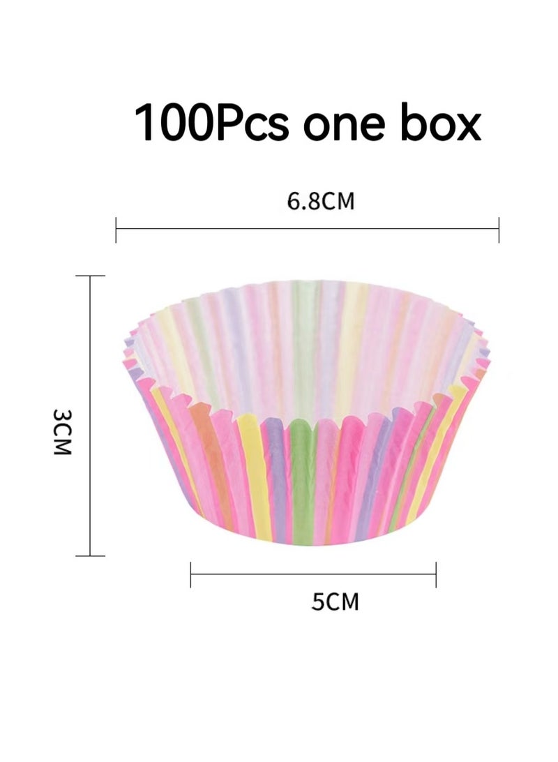 100Pcs/set  Cupcake Baking Paper Cases Cake Box,Disposable Muffins Baking Cupcake Mould 6.8x5x3cm - Double Heart - Image 2