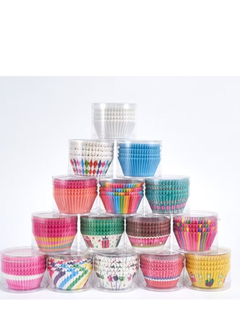 100Pcs/set  Cupcake Baking Paper Cases Cake Box,Disposable Muffins Baking Cupcake Mould 6.8x5x3cm - Double Heart - Image 3