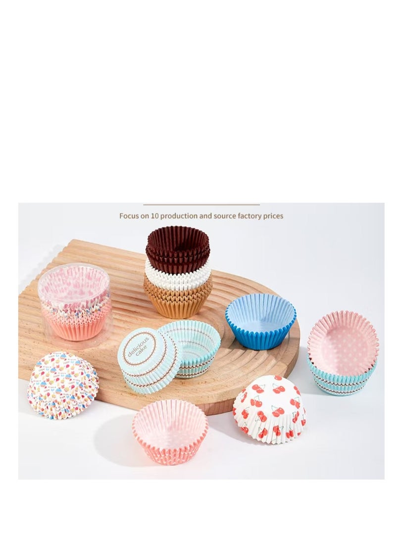 100Pcs/set  Cupcake Baking Paper Cases Cake Box,Disposable Muffins Baking Cupcake Mould 6.8x5x3cm - Double Heart - Image 5