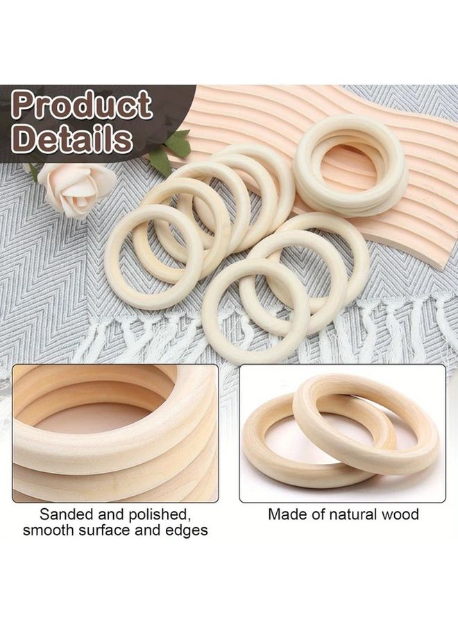 12 Pack 70mm Natural Wooden Rings For Macrame Crafts Curtains And Wall Decor - Image 4