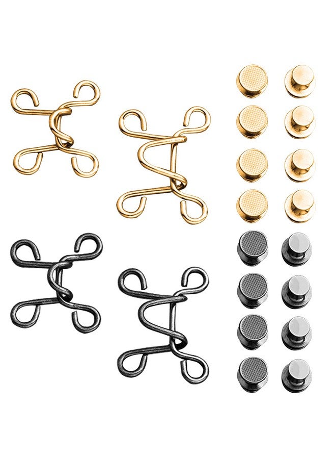 سورس تون 4 مجموعات من مشابك الخصر القابلة للتعديل بدون مسامير من SourceTon، وموسع مشبك الخصر القابل للتعديل وموسع الجينز، وأزرار الجينز القابلة للتعديل (مقاسان، ذهبي وأسود) - Image 1