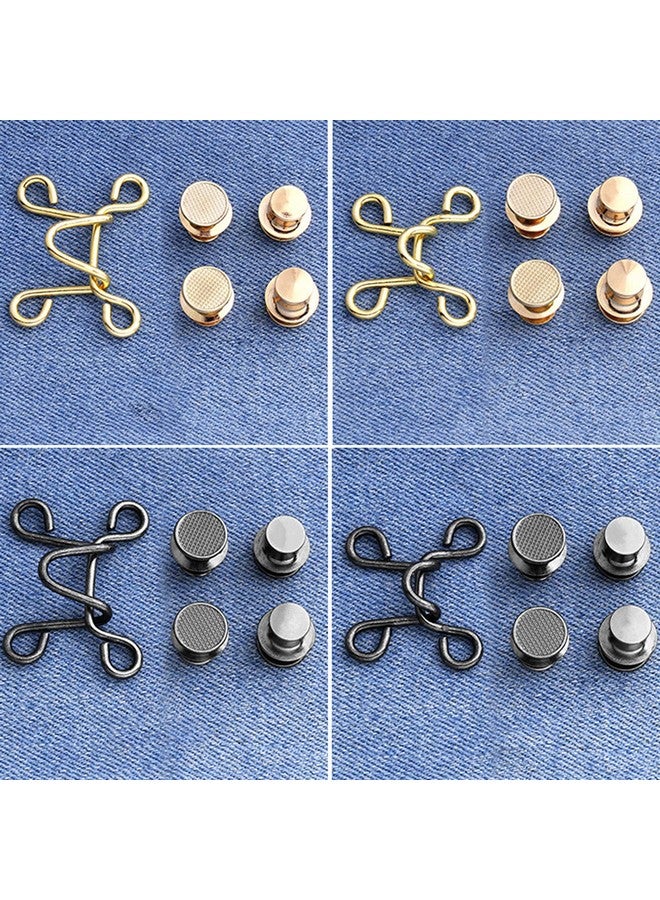 سورس تون 4 مجموعات من مشابك الخصر القابلة للتعديل بدون مسامير من SourceTon، وموسع مشبك الخصر القابل للتعديل وموسع الجينز، وأزرار الجينز القابلة للتعديل (مقاسان، ذهبي وأسود) - Image 3