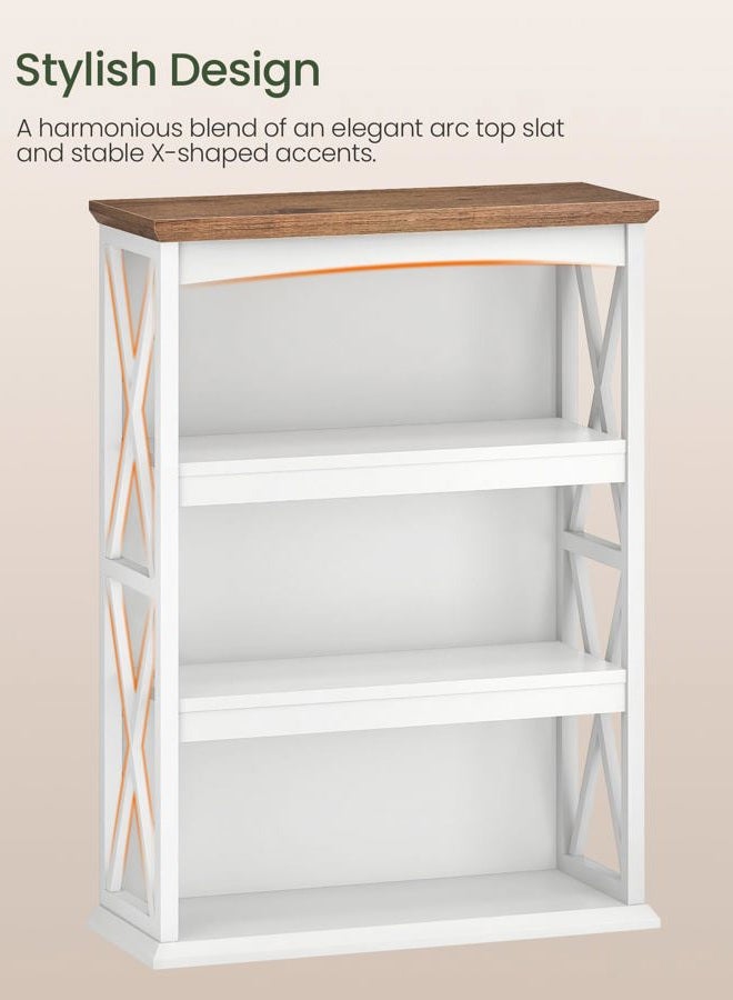 CHOEZON 4-Tier Bookcase, 42.9" Floor Standing Organizer Shelf, Corner Book Stand, Metal Frame, for Study, Bedroom, Living Room, White and Walnut TSJ01WL - Image 5