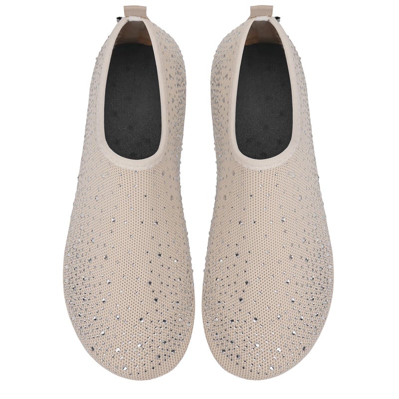 WateLves Womens Barefoot Water Shoes Travel House Slippers for Indoor and Outdoor Aqua Socks for Beach Swim Surf Yoga Dancing Camping Must Haves (Diamond/Beige, 38/39) - Image 4