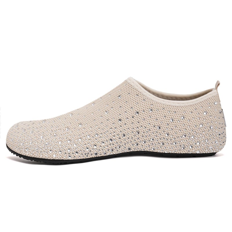 WateLves Womens Barefoot Water Shoes Travel House Slippers for Indoor and Outdoor Aqua Socks for Beach Swim Surf Yoga Dancing Camping Must Haves (Diamond/Beige, 38/39) - Image 3