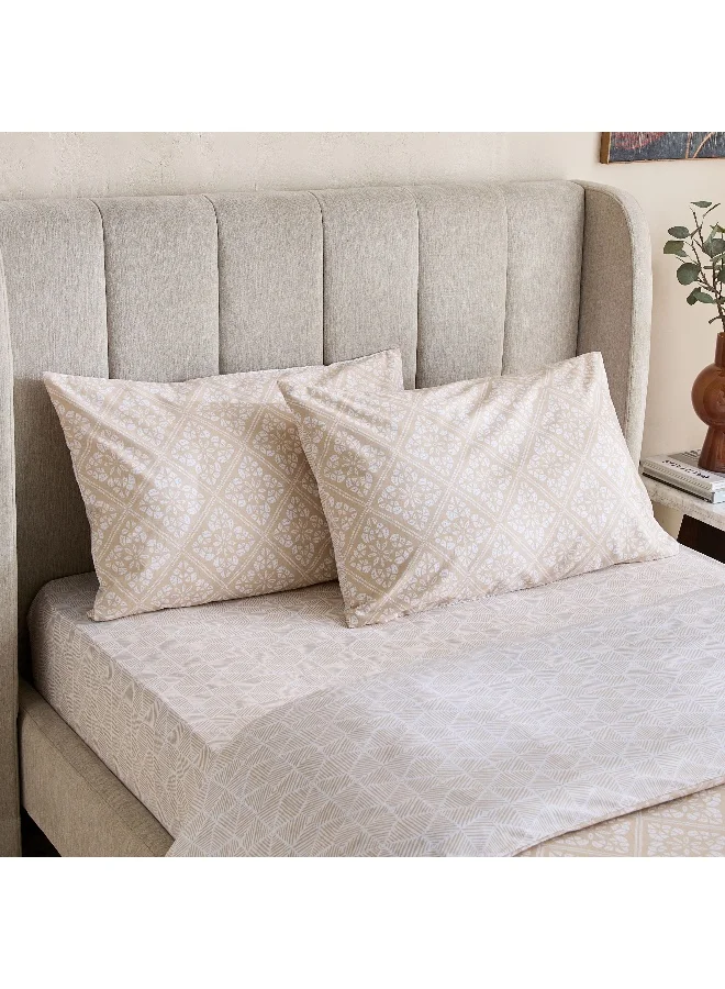 Home Box Madison Burnley 3-Piece Printed Cotton Twin Duvet Cover Set - 150x220 cm