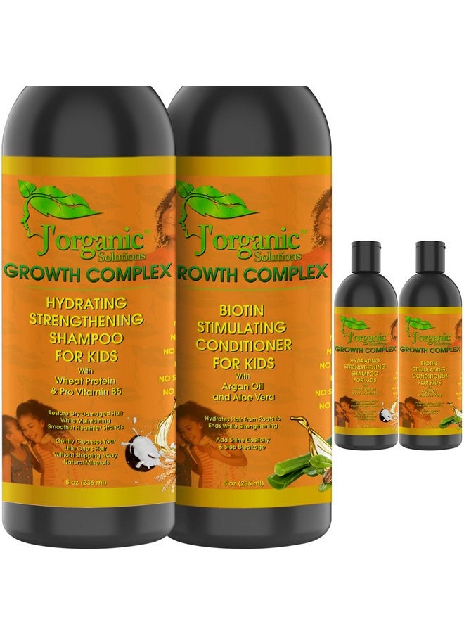 J'Organic Solutions - Organic Solutions Kids Shampoo And Conditioner Hydrating & Strengthening Kids Conditioner With Biotin Phthalatesfree No Sulfates Parabenfree Baby & Toddler Shampoo And Conditioner 2X8Oz. - Image 1