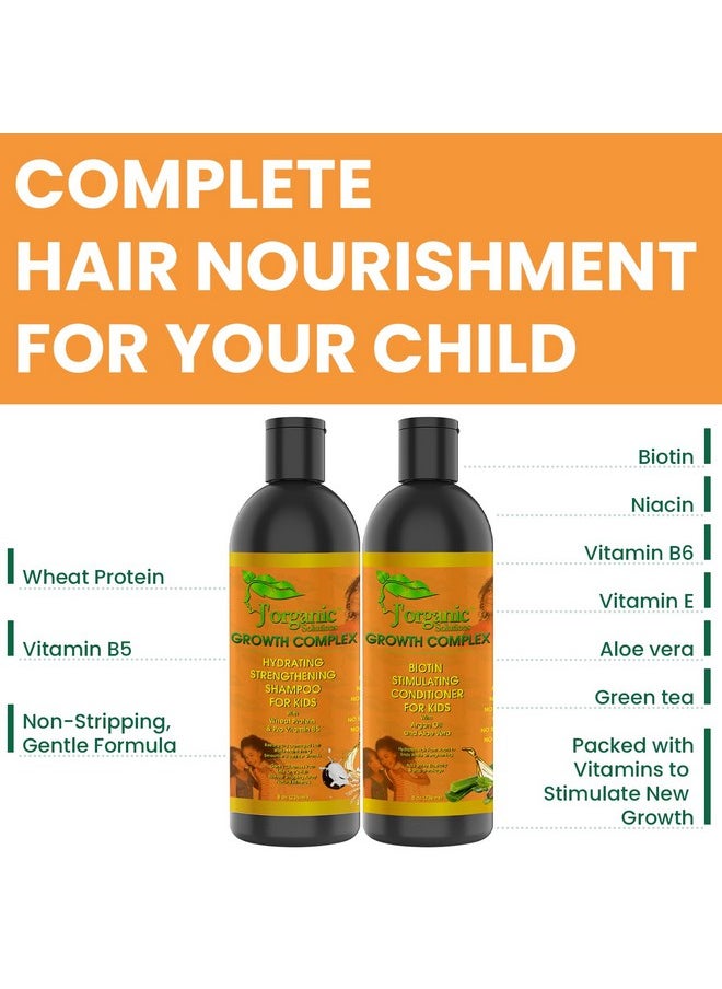 J'Organic Solutions - Organic Solutions Kids Shampoo And Conditioner Hydrating & Strengthening Kids Conditioner With Biotin Phthalatesfree No Sulfates Parabenfree Baby & Toddler Shampoo And Conditioner 2X8Oz. - Image 1